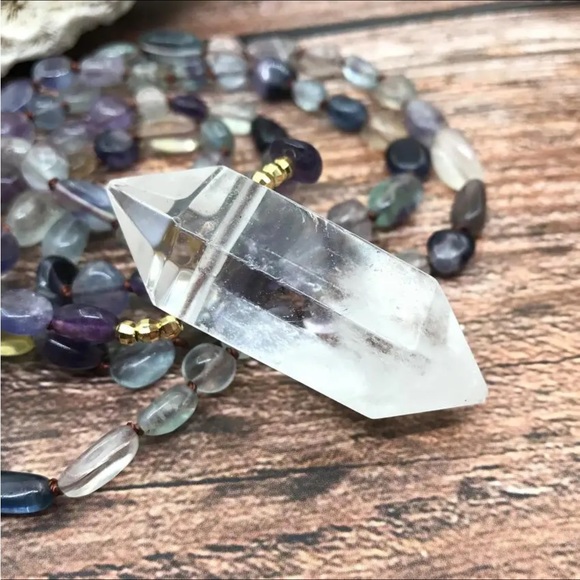 Gorgeous double point Crystal Fluorite necklace - Picture 3 of 8